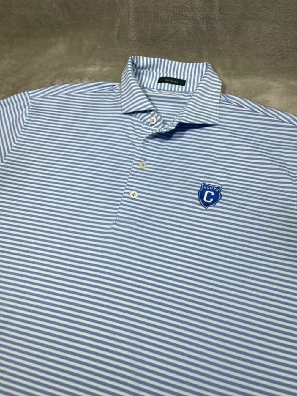 Turtleson Golf Shirt Men Large Blue Stripe Scots Performance Outdoor Casual
